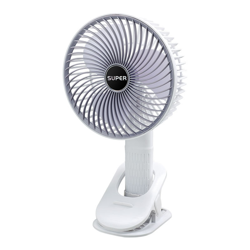 USB klips ventilator za stolni, kompaktan, s 3 lopatice, ugrađena baterija 500–800 mAh, 3 brzine, dimenzije 150×290×125 mm
