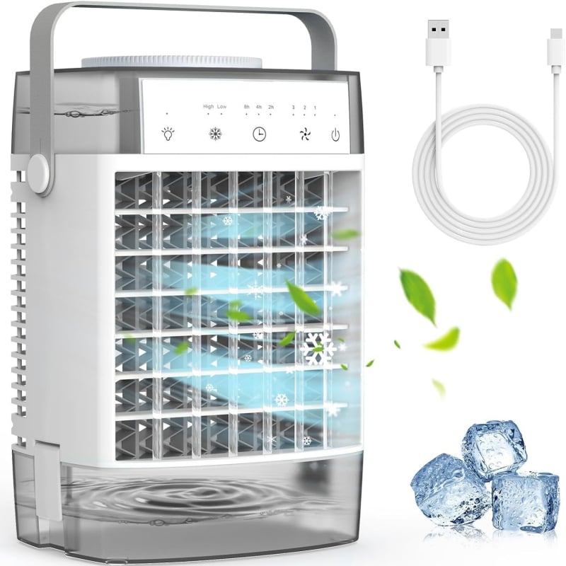 Stolni ventilator s raspršivanjem vlage i hlađenjem vodom, USB napajanje, brushless motor, 5 lopatica