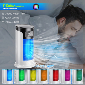 USB-τροφοδοτούμενος ψύκτης αέρα με 6 ταχύτητες, ψηφιακή οθόνη, χρονοδιακόπτης και δεξαμενή νερού κάτω από 1 L