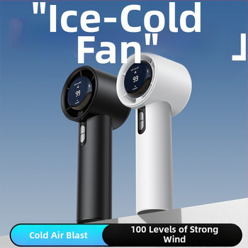 Rankinis ventiliatorius su USB įkrovimu, įmontuota baterija 2000-4000 mAh, triukšmas iki 36 dB, 6+ greičio režimai, veikimo trukmė 3-6 valandos