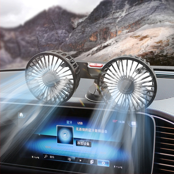 Вентилатор за кола F4206 с присоска, двойна глава, USB захранване, 10W