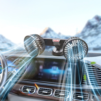 Вентилатор за кола F4206 с присоска, двойна глава, USB захранване, 10W