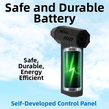 Nešiojamas rankinis turbinos ventiliatorius su brushless varikliu, įmontuota baterija 7,4V 2000–4000mAh, 150W, iki 130000 RPM, triukšmas 36–45 dB, USB maitinimas