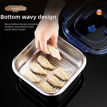 Nerūsējošā tērauda pusdienu kastīte, kvadrātiska, hermētisks vāks, 2,1–3 L ietilpība, mikroviļņu krāsnij saderīga