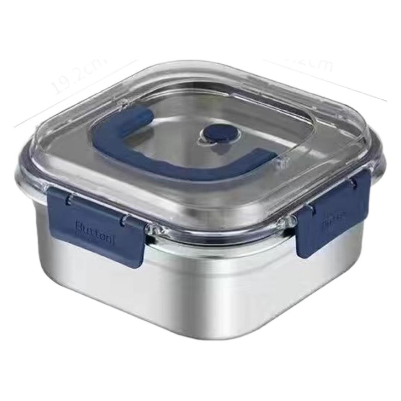 Nerūsējošā tērauda pusdienu kastīte, kvadrātiska, hermētisks vāks, 2,1–3 L ietilpība, mikroviļņu krāsnij saderīga