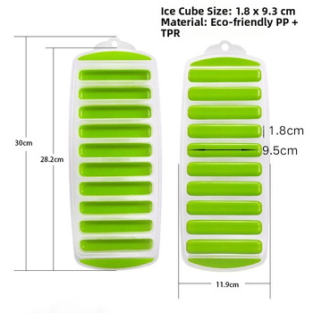Ledų kubelių formelė su 10 kamerų, cilindrinis dizainas, greitas užšaldymas, lengvas išėmimas, PP+TPR