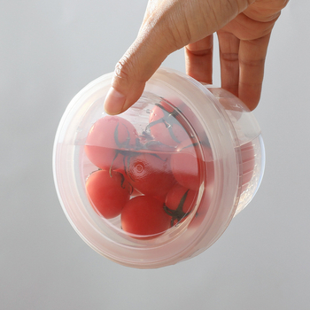 Polipropilēna apaļa drenāžas glabāšanas kārba zaļās sīpoles, ingvera un ķiploka uzglabāšanai ar vāku