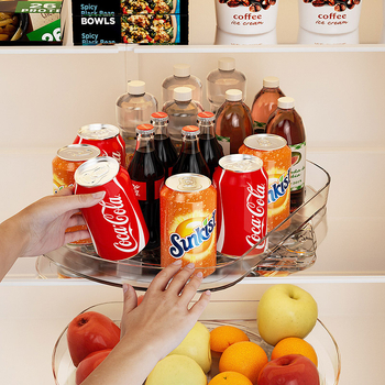 Γυρίζον ράφι μπαχαρικών κουζίνας με βεντούζες, κατάλληλο για πάγκο ή ψυγείο, 1 επίπεδο, πλαστικό