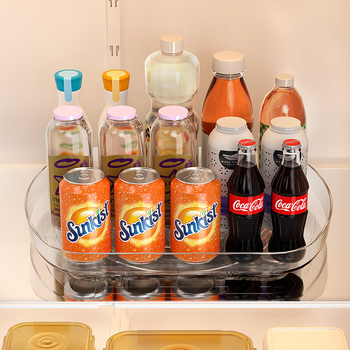 Γυρίζον ράφι μπαχαρικών κουζίνας με βεντούζες, κατάλληλο για πάγκο ή ψυγείο, 1 επίπεδο, πλαστικό