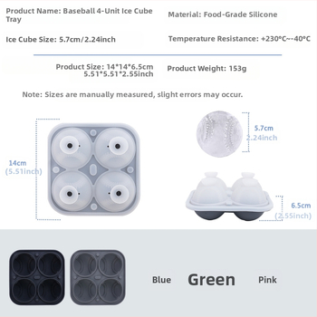Silikona ledus kubiņu forma viskijam, beisbola forma, viegli atdalāma, pielāgota privātā zīmola etiketēm