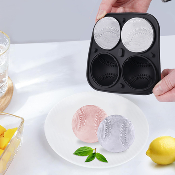 Silikona ledus kubiņu forma viskijam, beisbola forma, viegli atdalāma, pielāgota privātā zīmola etiketēm