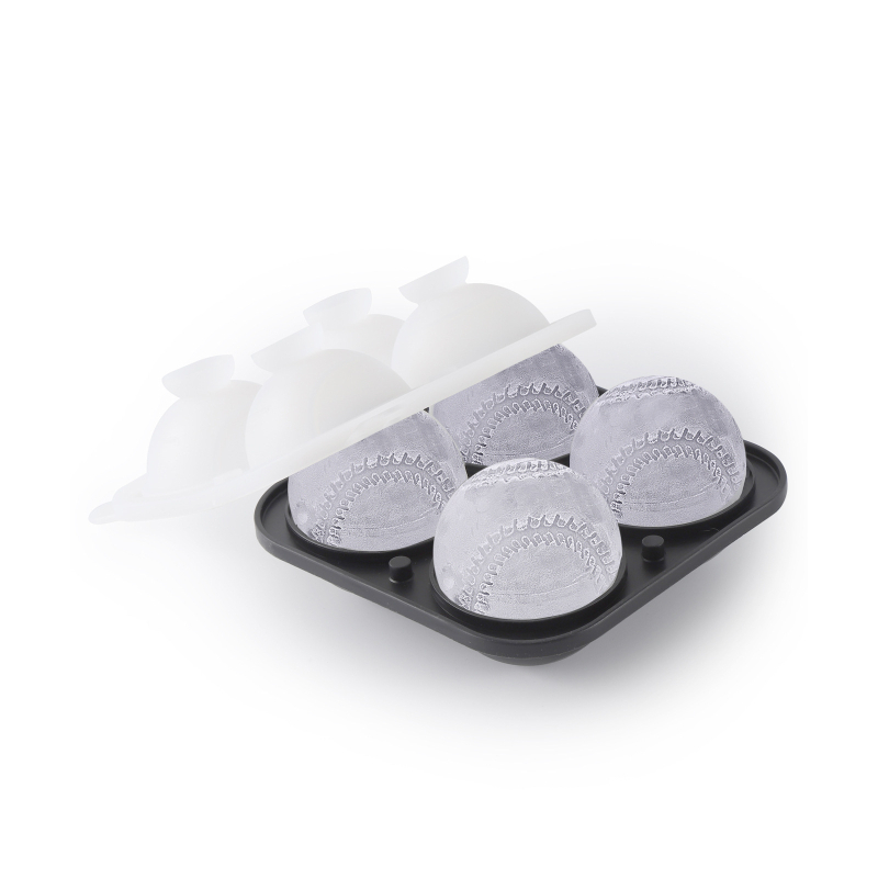 Silikona ledus kubiņu forma viskijam, beisbola forma, viegli atdalāma, pielāgota privātā zīmola etiketēm