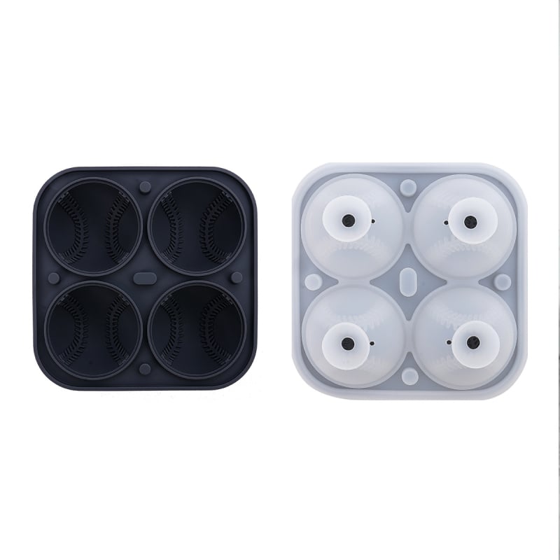 Silikona ledus kubiņu forma viskijam, beisbola forma, viegli atdalāma, pielāgota privātā zīmola etiketēm