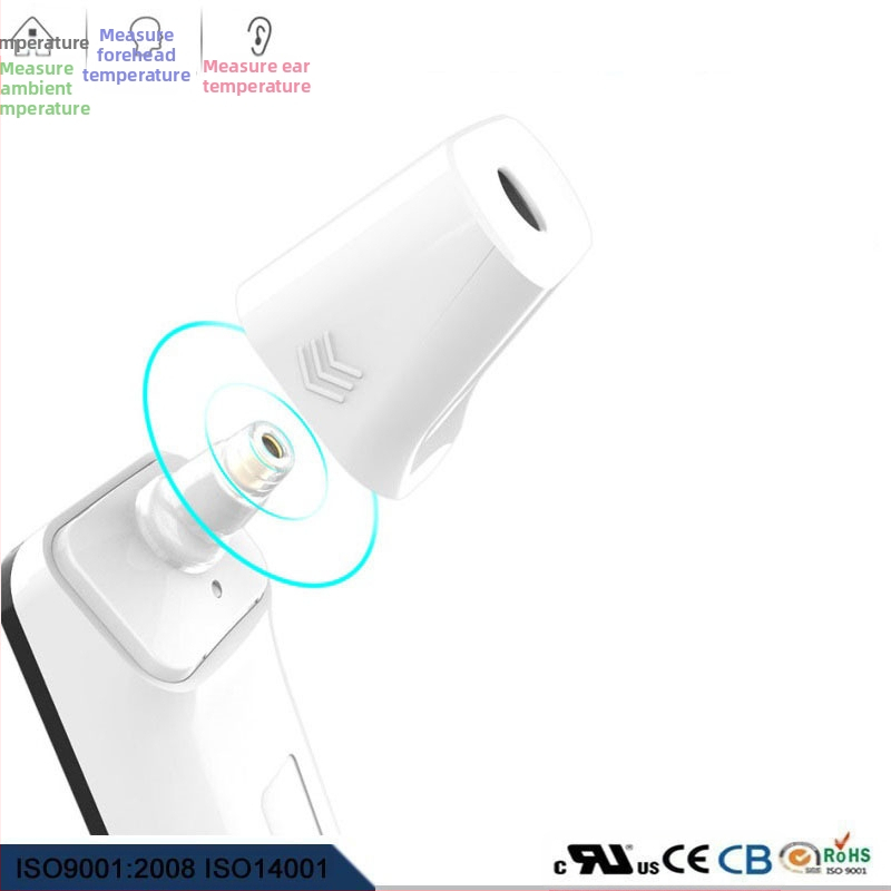 Многофункционален LED термометър за челото и ухото с цифров дисплей — ALPHAMED UFR102, 2x AAA батерии, диапазон на измерване 32–43°C