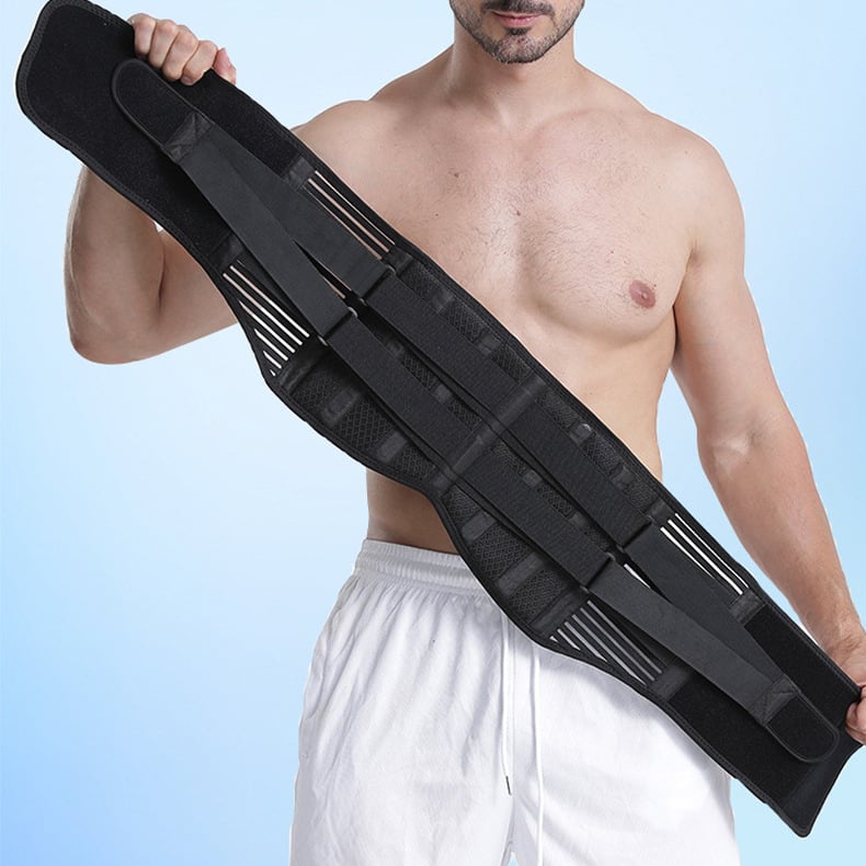 Juosmens apsauginė juosta su kvėpuojančia atrama ir plienine plokštele svorių kilnojimui; Pagrindinis medžiaga: SBR poliesterio pluoštas; Apsaugotos dalys: juosmuo; Plokštės fiksavimas: juosmens apsauga; Kategorija: juosmens apsauga