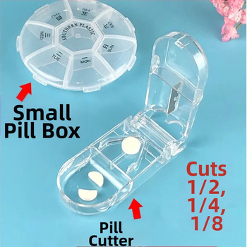 Κουτί χαπιών με ενσωματωμένο κόπτη φαρμάκων, φορητό με διαχωρισμένα διαμερίσματα, καπάκι στεγανοποίησης, υλικό PS