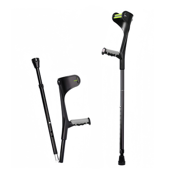 Aliuminio lydinio alkūninė lazda, sulankstoma su F forma rankena, suaugusiems, neslidus, 800 g, reguliuojamas aukštis