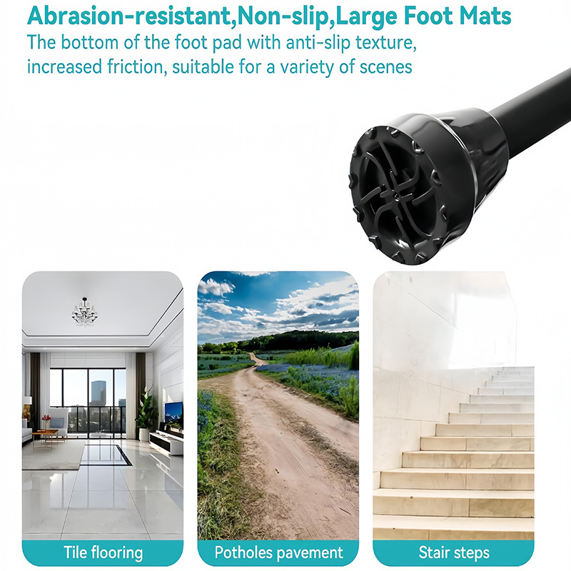 Aliuminio lydinio alkūninė lazda, sulankstoma su F forma rankena, suaugusiems, neslidus, 800 g, reguliuojamas aukštis