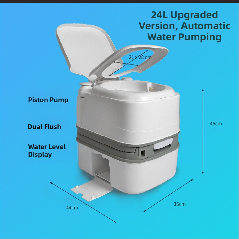 Портативна сгъваема тоалетна, 24 л капацитет, за употреба на открито, в RV и у дома