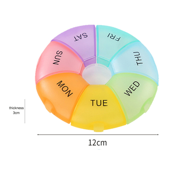 Κουτί χαπιών με 7 διαμερίσματα, φορητό PP πλαστικό, διαστάσεις 12×12×2,5 εκ, εβδομαδιαίος οργανωτής φαρμάκων