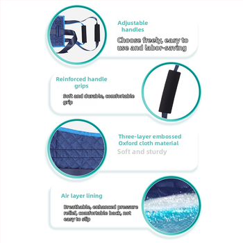 Βοηθητικό σύστημα ανύψωσης με λουρί ώμου — ζώνη ανύψωσης και μαξιλάρι μετακίνησης για ασθενείς στο κρεβάτι και ηλικιωμένους (QS02, Oxford ύφασμα, μέση)