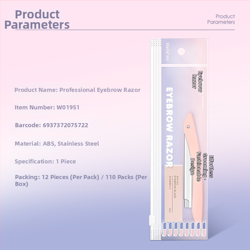 Wanfei profesionálny zastrihávač obočia z nehrdzavejúcej ocele s držiakom čepele, pre začiatočníkov