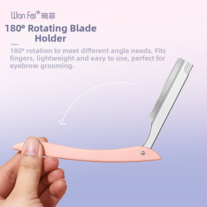 Wanfei profesionálny zastrihávač obočia z nehrdzavejúcej ocele s držiakom čepele, pre začiatočníkov