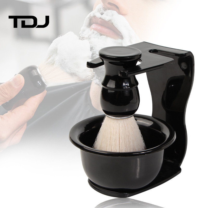 TDJ Szakállgondozó készlet – szakáll formázó ecset, tisztító ecset, habosító tál, hab ecset