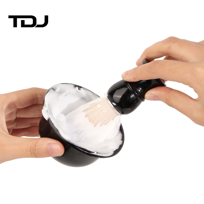 TDJ Szakállgondozó készlet – szakáll formázó ecset, tisztító ecset, habosító tál, hab ecset