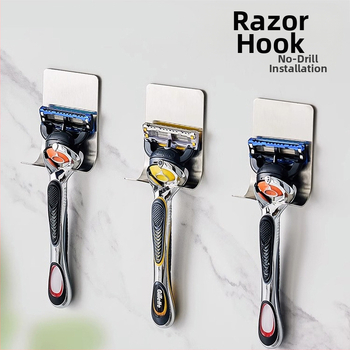 Ατσάλινη επικολλητή διπλή κρεμάστρα μπάνιου, χωρίς τρύπες και ίχνη, δοχέρι για ξυριστική μηχανή και αποθήκευση, 3 kg αντοχή, μοντέρνος μινιμαλιστικός σχεδιασμός, Le Haijia