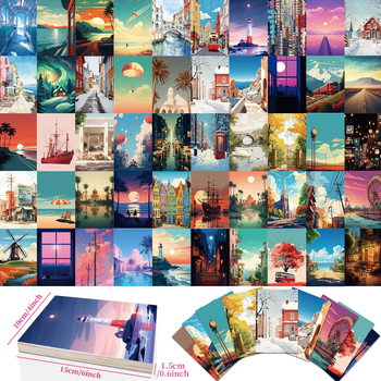 50 Postcards με σκηνές δρόμών σε καρτούν – ευχετήριες κάρτες σε στυλ Instagram, από χαρτόνι