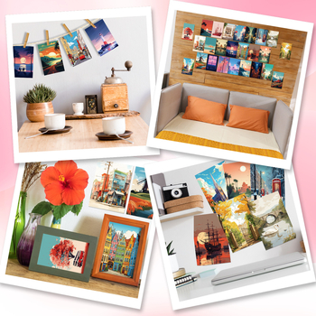 50 Postcards με σκηνές δρόμών σε καρτούν – ευχετήριες κάρτες σε στυλ Instagram, από χαρτόνι