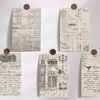 Κάρτες ευχών με ευρωπαϊκό ρετρό σχέδιο; χαρτί με επίστρωση, έγχρωμη εκτύπωση, απλός και μοντέρνος σχεδιασμός, κατηγορία: Κάρτες ευχών