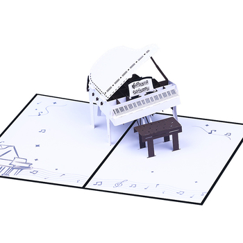 Κάρτα ευχών με 3D πιάνο, χειροποίητο σχέδιο από ειδικό χαρτί, διάτρητο κόψιμο χαρτιού