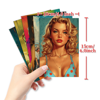 Σετ καρτών τοίχου με vintage κορίτσι, 50 συλλεκτικές ευχετήριες κάρτες, ρετρό στυλ