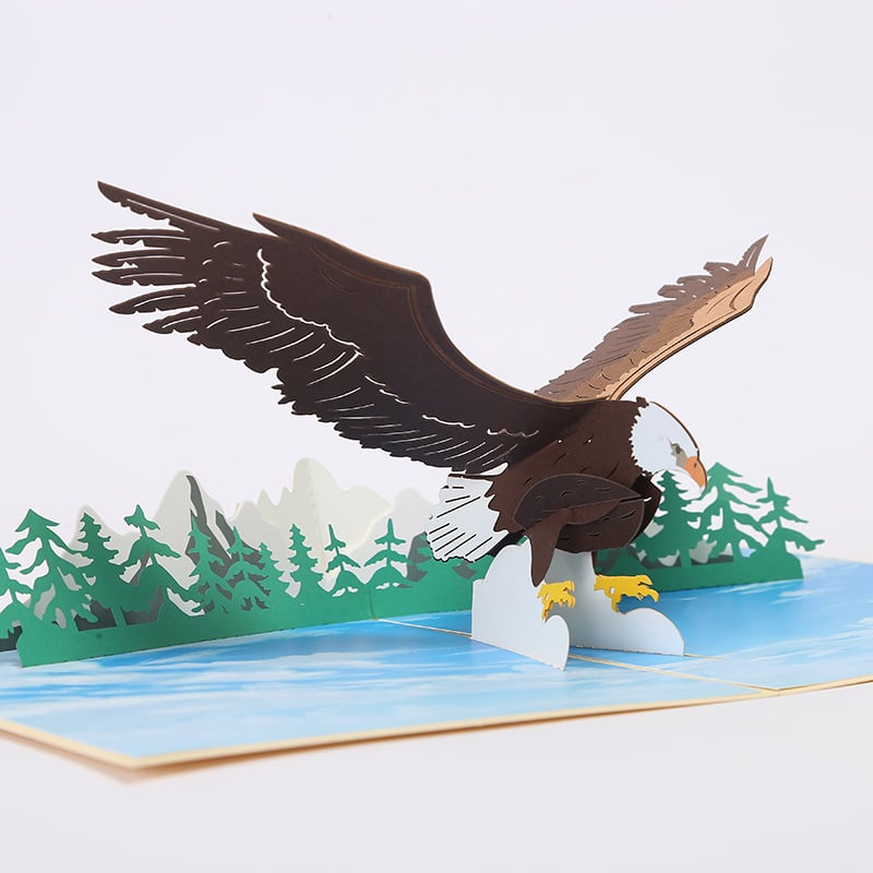 Carte de felicitare - decupaj 3D din hârtie, cu motiv aripilor Dapeng, realizată manual, stil japonez, hârtie specială