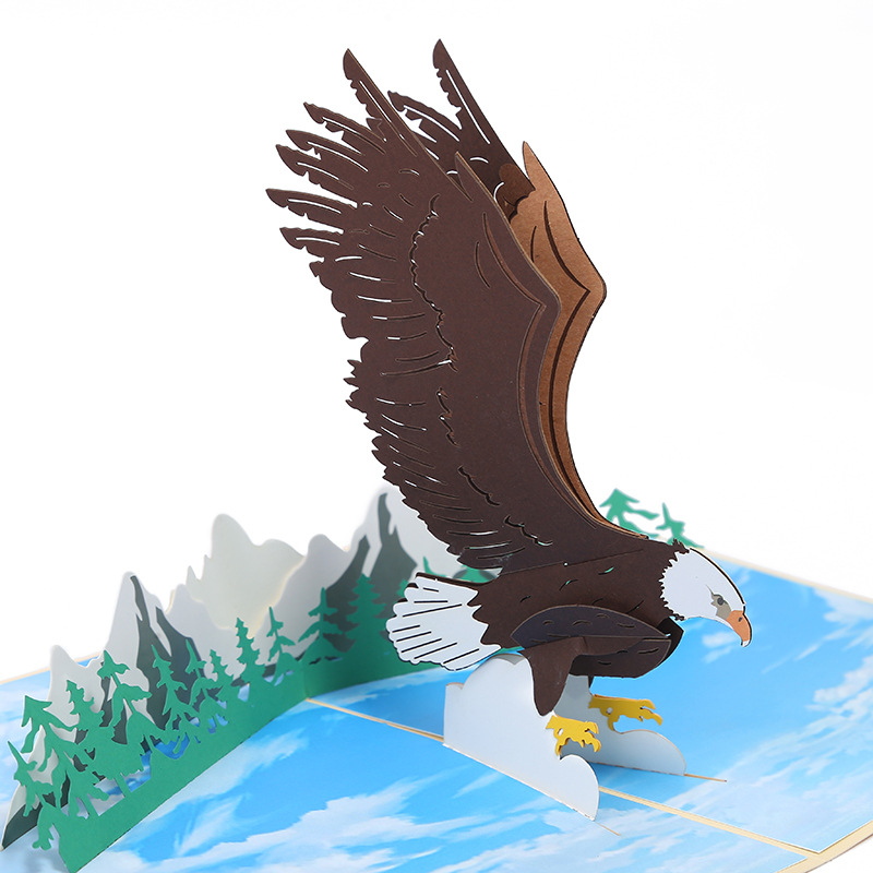 Carte de felicitare - decupaj 3D din hârtie, cu motiv aripilor Dapeng, realizată manual, stil japonez, hârtie specială