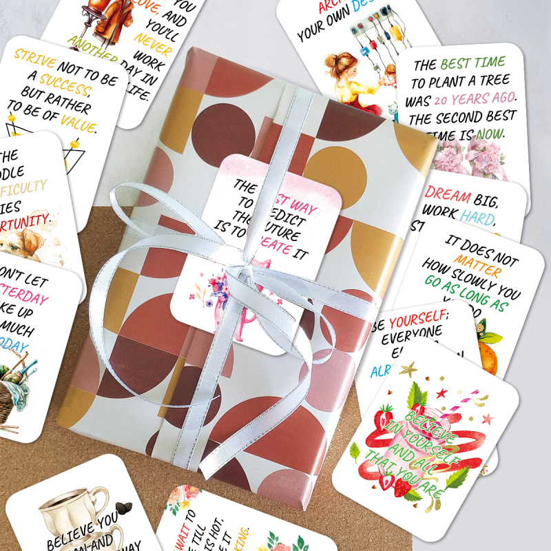 Set de 50 carduri de felicitare cu citate inspiraționale în engleză, pentru a fi scrise de mână, pentru angajați și cutii de prânz ale copiilor; material: hârtie • producție: imprimare • stil: simplu și modern • categorie: card de felicitare