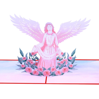 Κάρτα ευχών με 3D άγγελο - χειροποίητη από ειδικό χαρτί, διπλωτή