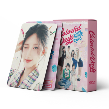 Σετ ευχετήριων καρτών Three Treasures, 55 IVE LOMO φωτοκάρτες, 2025 Colorful Days, χαρτί με επίστρωση, εκτύπωση, ιαπωνικό στυλ