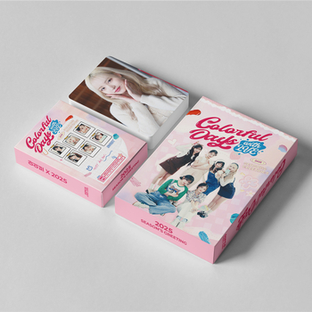 Σετ ευχετήριων καρτών Three Treasures, 55 IVE LOMO φωτοκάρτες, 2025 Colorful Days, χαρτί με επίστρωση, εκτύπωση, ιαπωνικό στυλ