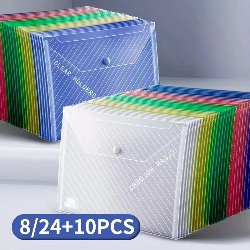 A4 prozirna vodootporna mapa za dokumente sa zatvaranjem kopčom, velika kapaciteta, za uredske dokumente i studentske testove, PP materijal, mogućnost prilagođavanja logotipa