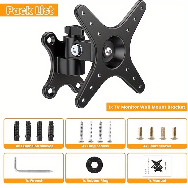 Στήριγμα οθόνης τοίχου από κράμα αλουμινίου, τηλεσκοπική ρύθμιση και περιστροφή, καθολικό για οθόνες