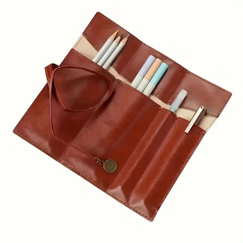 Excellent δερμάτινη τσάντα σε ευρωπαϊκό στυλ — πολυτελής, πολυχρηστική θήκη για καλλυυντικά και μολύβια, καθολική χρήση