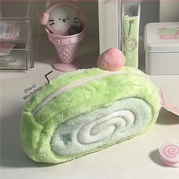 Κασετίνα μολυβίων από καμβά με βελούδινο σχέδιο Honeydew Swiss Roll, Κορεάτικου στυλ, δημιουργικός και ευέλικτος οργανωτής γραφείου για μαθητές