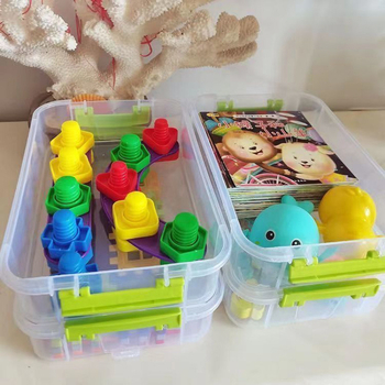 Στοιβαζόμενος διαφανής οργανωτής γραφείου με διαμερίσματα, από πολυστυρένιο, χωρητικότητας 2 L