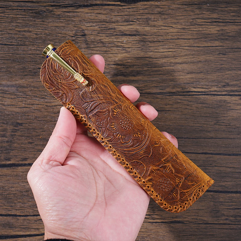 Etui za olovku i nož od prave kože, ručna izrada, vrhunska koža s gornjim slojem, retro dizajn, zaštitna torbica, poklon