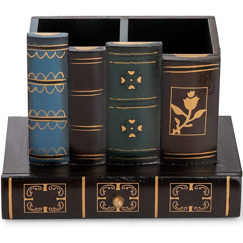 Fából készült asztali tároló és tolltartó, modern minimalista dizájn, nyomtatott logó, testreszabható feldolgozás