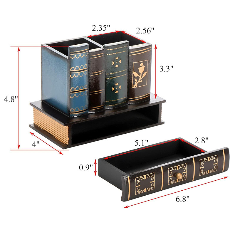 Fából készült asztali tároló és tolltartó, modern minimalista dizájn, nyomtatott logó, testreszabható feldolgozás