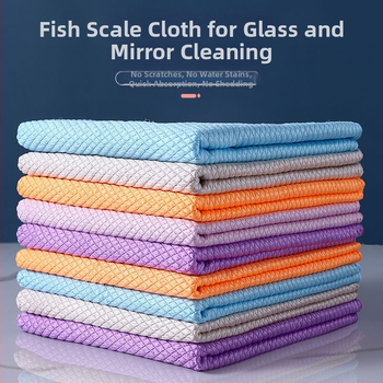 Žuvies žvynų rašto mikropluošto indų skudurėlis, sugeria, dvigubos naudojimas sausam ir šlapiam valymui, riebalų šalinimui ant stiklo paviršių.
